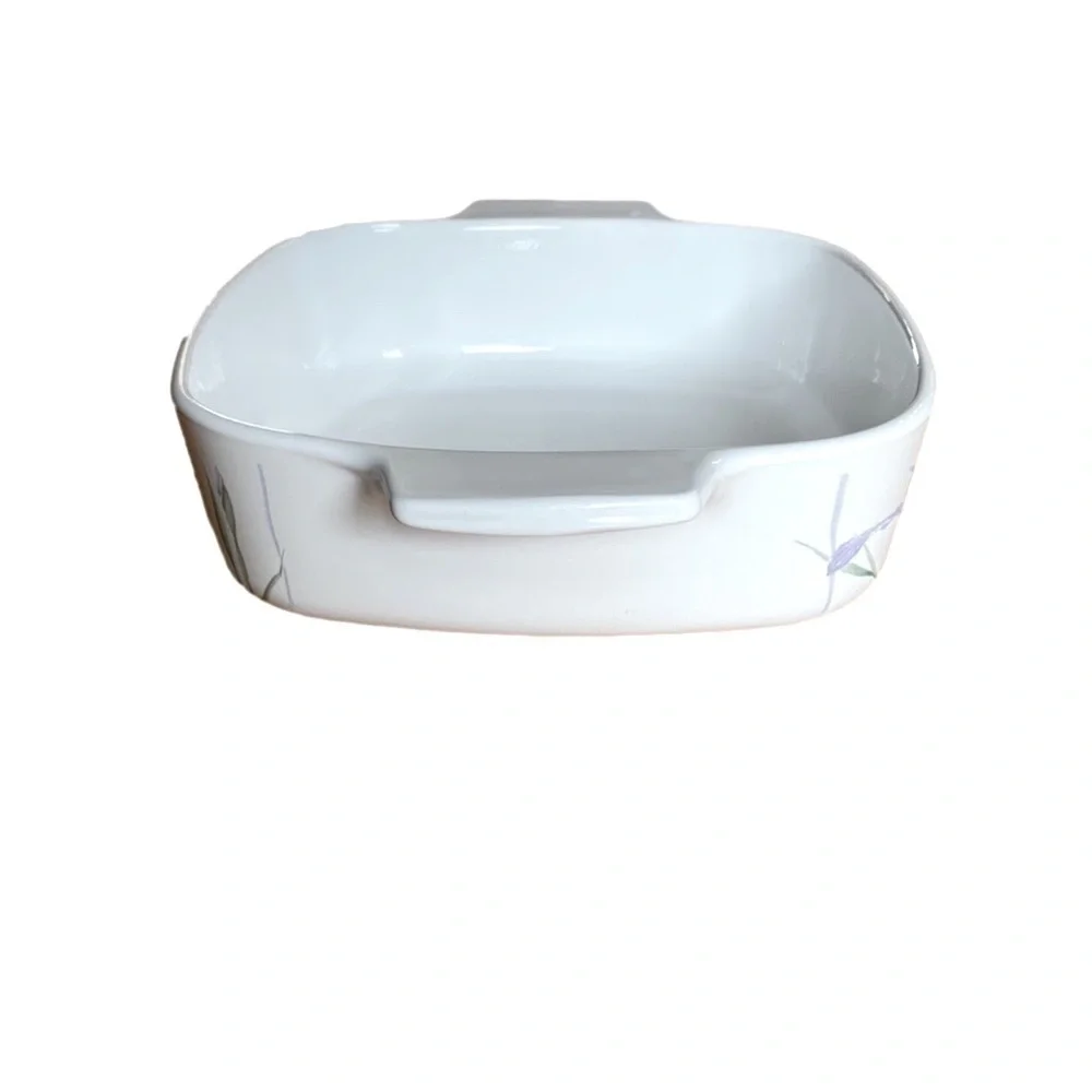 Vintage Corning Ware White Purple Shadow Iris Casserole